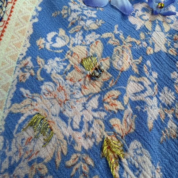 Aratta Coral, Blue & White Patchwork Button-Up - Picture 6 of 16